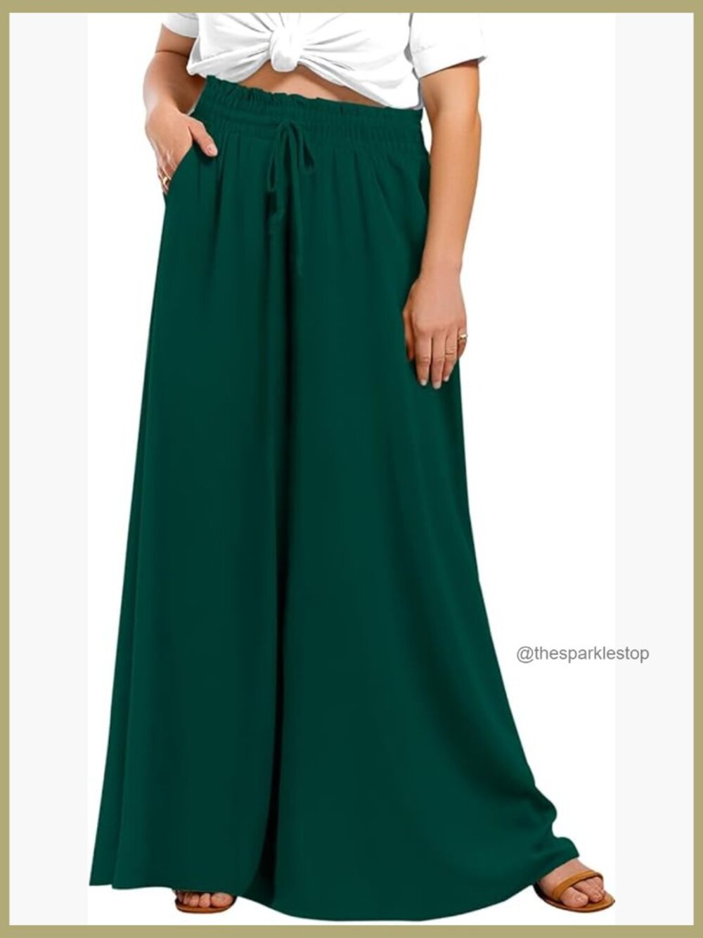 Women's Plus Size Wide Leg Flowy Palazzo Pants with Pockets